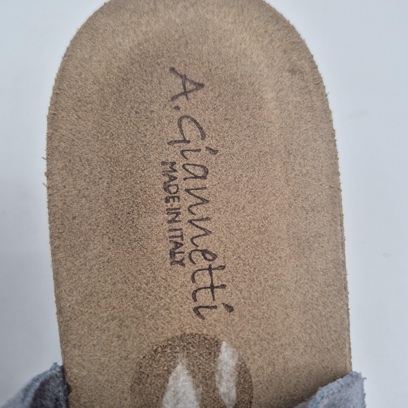 A. Giannetti Shoes Womens Size‎ 8 38 Gray Suede Leather Wedge Sandals Made Italy - Picture 10 of 13